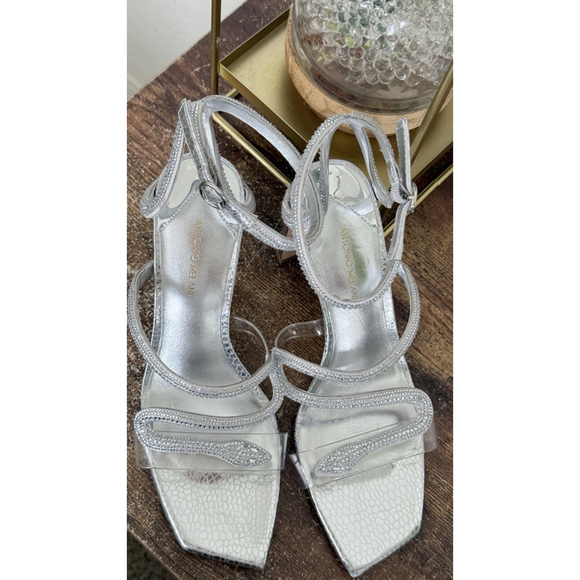 Antonio Melani Women's Silver Strappy Heels Sandals Size 8.5, Gray - Picture 4 of 6